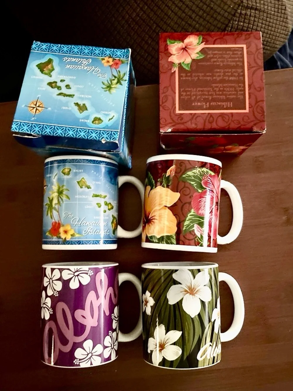 Starbucks Hawaiian Floral Collection Ceramic Mugs - Blue, Red, Purple, Green